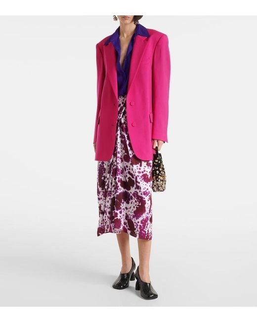 Dries Van Noten Purple Gathered Midi Skirt