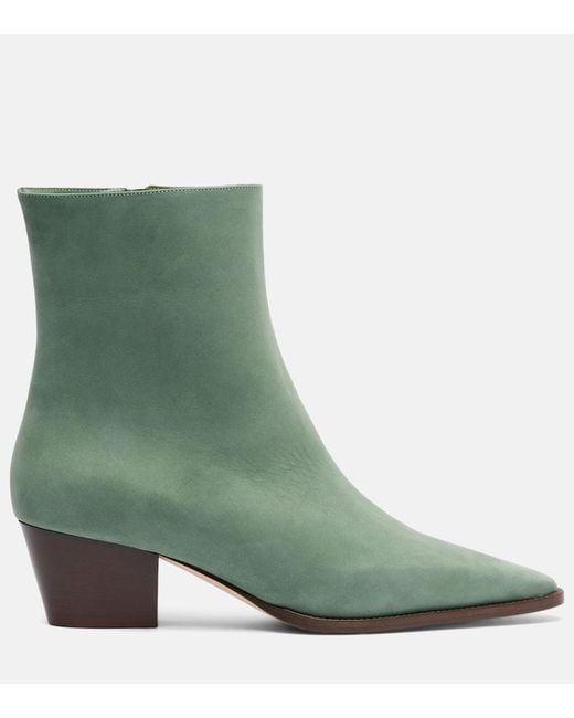 Manolo Blahnik Green Ankle Boots Aliera 50 Aus Veloursleder