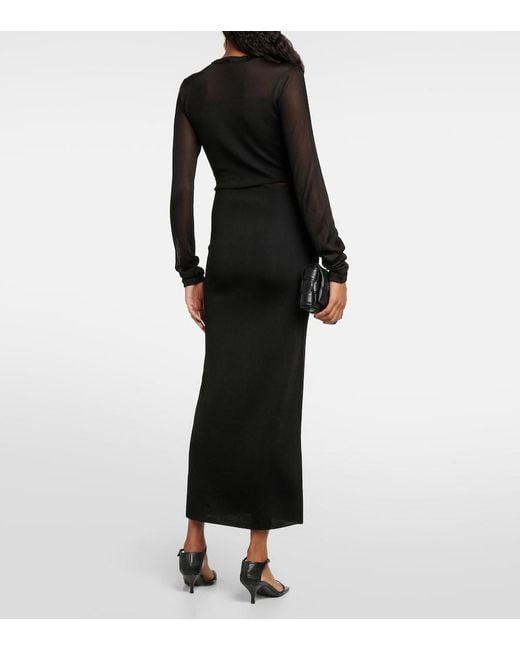 Totême Black Semi-Sheer Knitted Maxi Dress