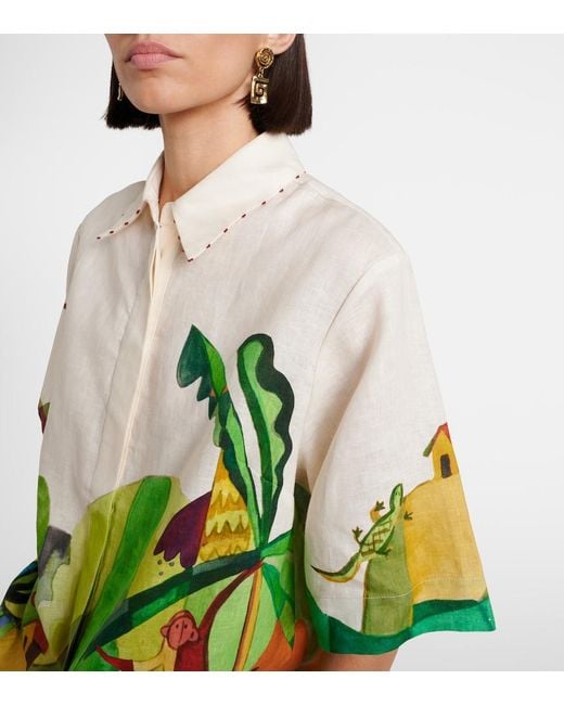 ALÉMAIS Green X Mokshini Linen Bowling Shirt