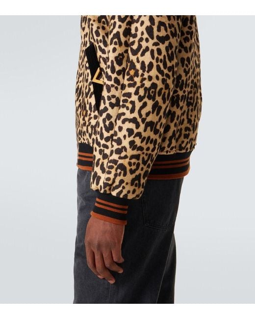 Valentino Brown Vgold Leopard-Print Wool Blouson Jacket for men