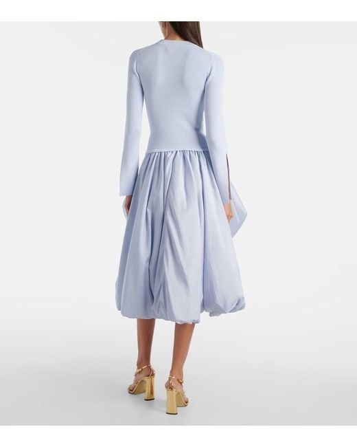 Jonathan Simkhai Blue Kenlie Taffeta-Trimmed Midi Dress