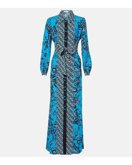 Diane von Furstenberg Blue Joshua Printed Maxi Dress