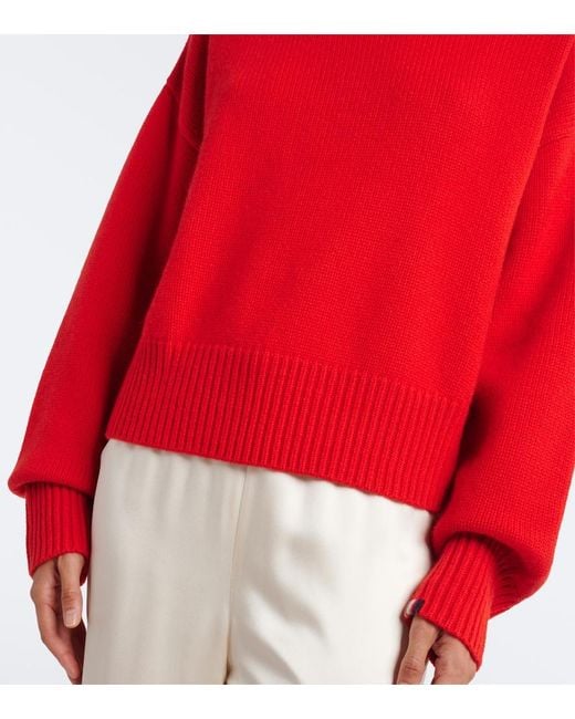 Extreme Cashmere Red N°434 Crop Xtra Cashmere Turtleneck Sweater