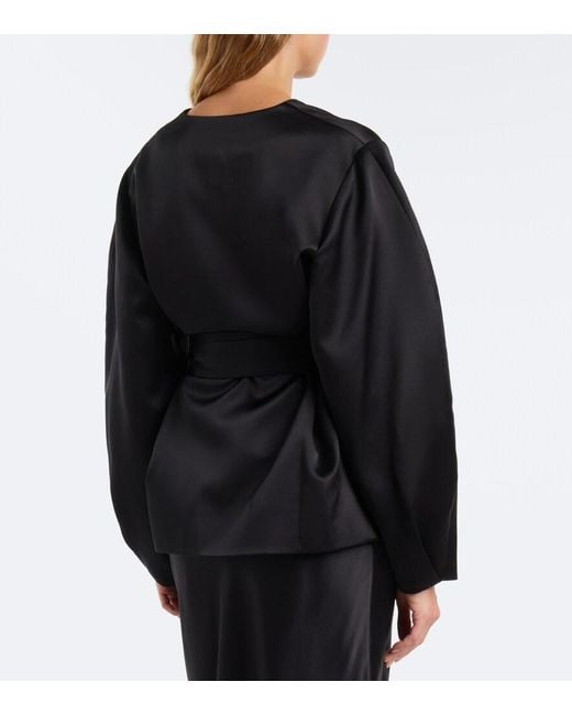 The Sei Black Belted Silk Blouson Jacket