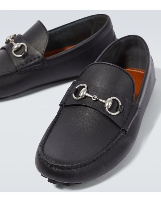 Gucci Black Byorn Horsebit-embellished Leather Driving Shoes for men