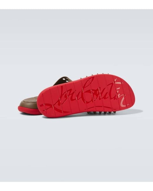 Christian Louboutin Red Take It Easy Spiked Slides for men