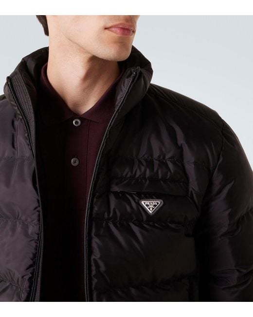 Prada Black Logo Quilted Down Jacket for men
