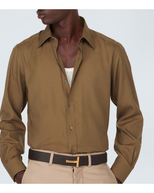 Tom Ford Green Silk Poplin Shirt for men