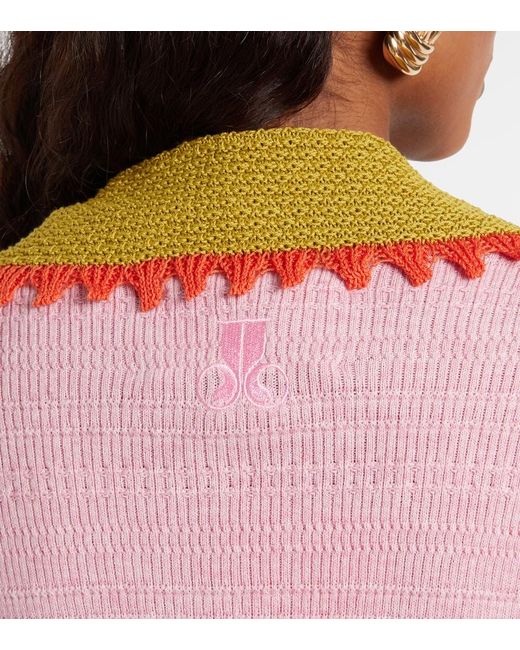 LaDoubleJ Pink Picket Cotton And Wool Sweater