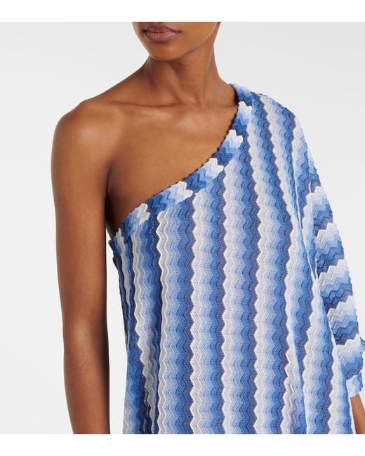 Melissa Odabash Blue Savannah One-Shoulder Beach Cover-Up