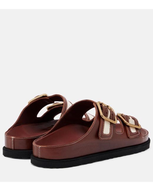 Birkenstock Brown Arizona Leather And Canvas Sandals