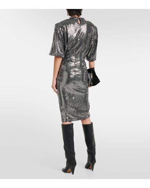 Isabel Marant Gray Dolene Ruffled Sequined Tulle Skirt