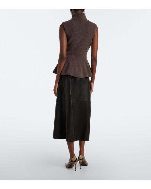 Nour Hammour Black Lenley Leather Skirt