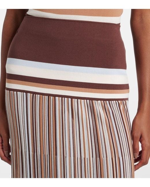 Faithfull The Brand Brown Citara Striped Cotton-Blend Maxi Skirt