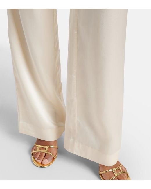 Rebecca Vallance Natural Elise Silk Satin Flared Pants