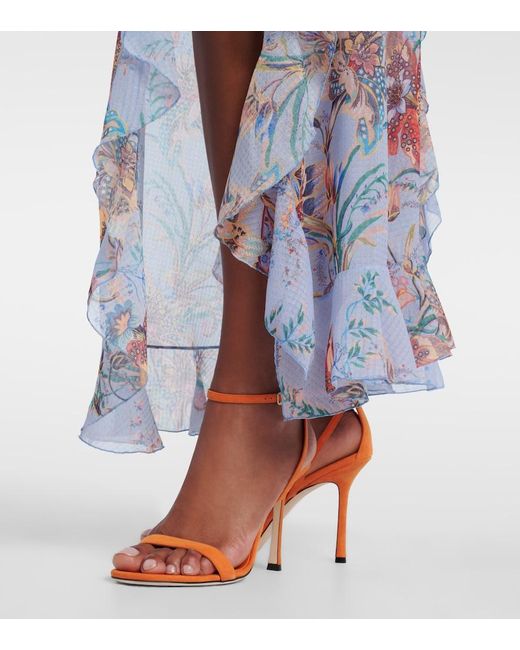 Jimmy Choo Orange Moza Suede Sandals