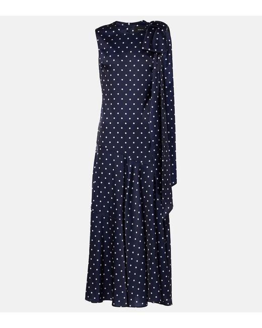 Simone Rocha Blue Bow-Detail Polka-Dot Maxi Dress