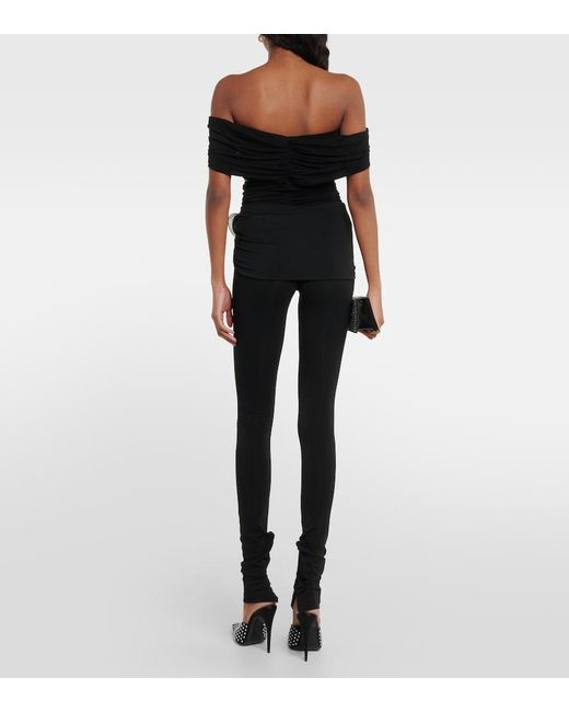 Magda Butrym Black Floral-Applique Jersey Leggings