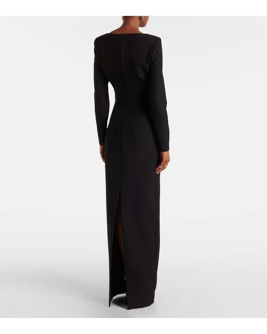 Roland Mouret Black Floral-Applique Crepe Gown