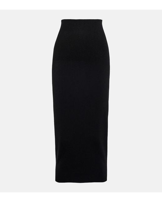 Victoria Beckham Black Vb Body High-Rise Knit Midi Skirt