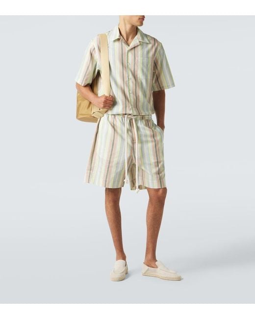 Commas White Striped Linen Shirt for men