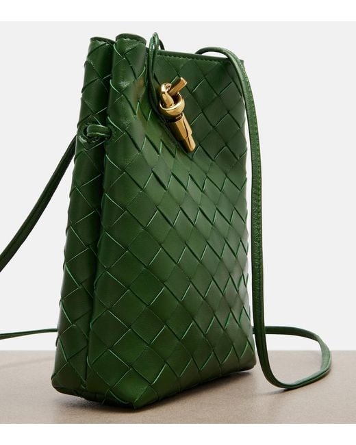 Bottega Veneta Green Andiamo Mini Leather Crossbody Bag
