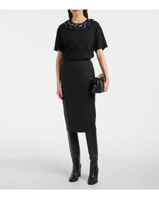 Max Mara Black Gennaio Embellished Jersey Top