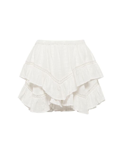Étoile Isabel Marant White Jocadia Embroidered Gauze Miniskirt