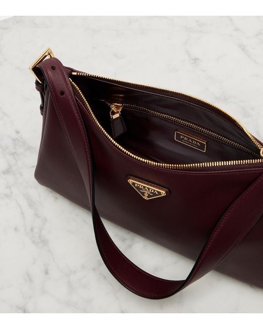 Prada Purple Grape Leather Medium Aimee Shoulder Bag