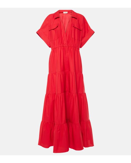 Robe longue en coton Adriana Degreas en coloris Red