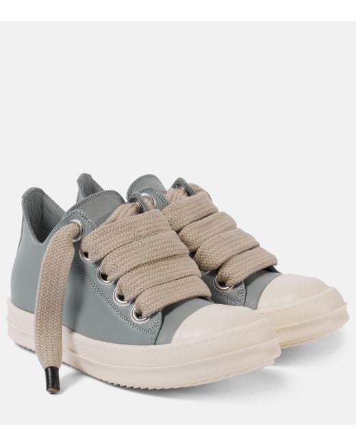 Rick Owens Gray Jumbo Lace Leather Sneakers