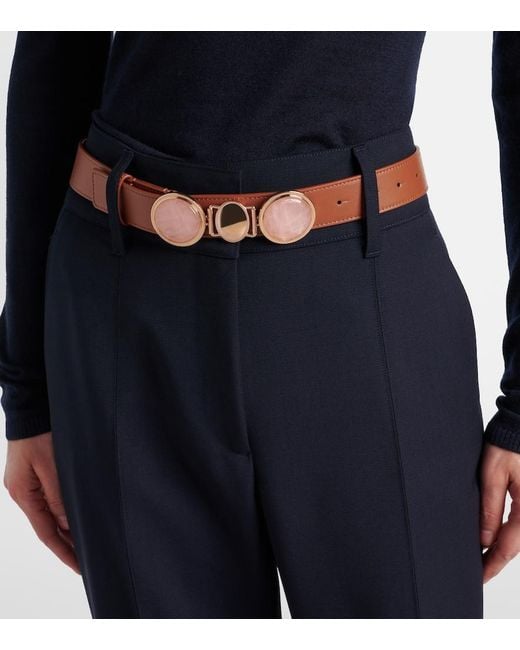 Gabriela Hearst Brown Grange Rose Quartz Leather Belt