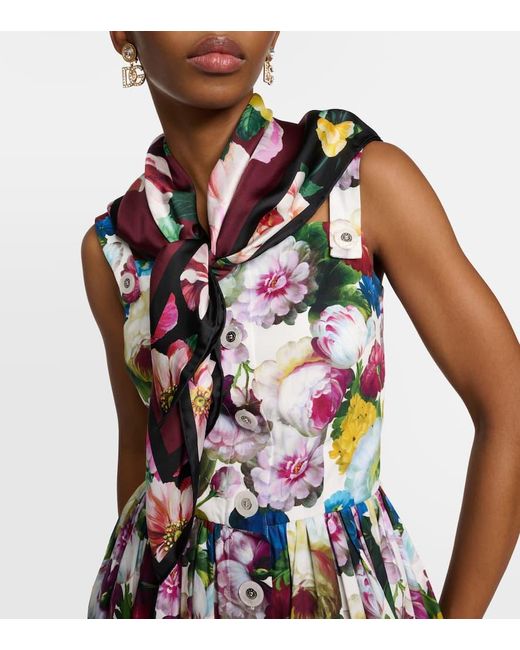 Panuelo de saten de seda floral Dolce & Gabbana de color Multicolor