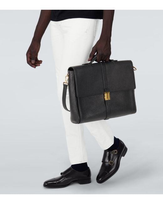 Tom Ford Grained Leather T Clasp Briefcase in Black for Men | Lyst UK