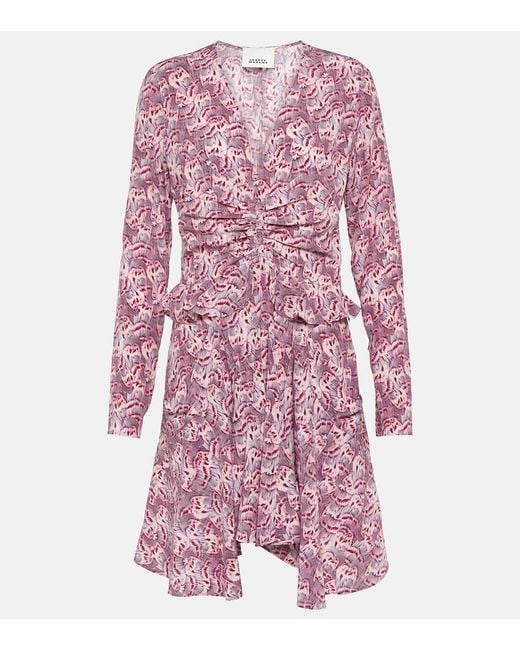 Isabel Marant Pink Usmara Printed Silk-Blend Minidress