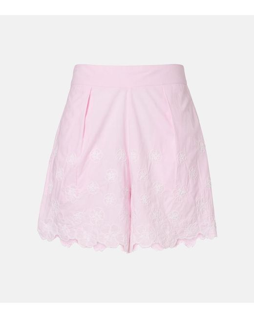 Juliet Dunn Pink Embroidered Cotton Poplin Shorts