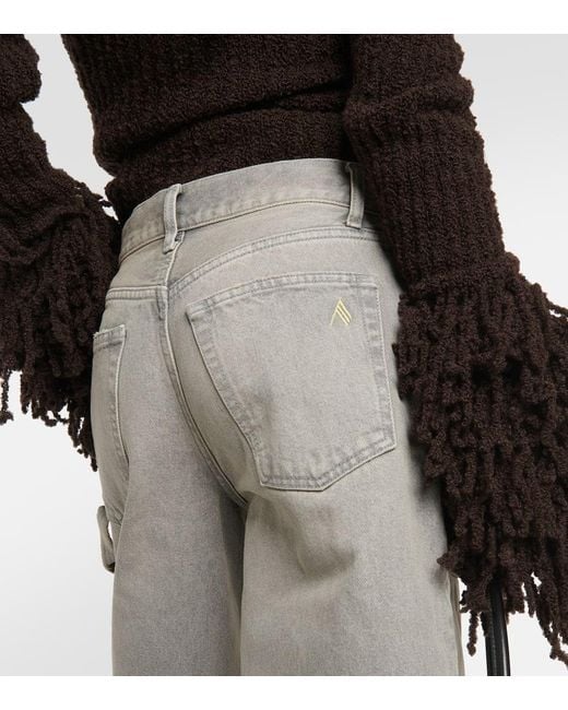 The Attico Gray Effie High-Rise Barrel-Leg Jeans