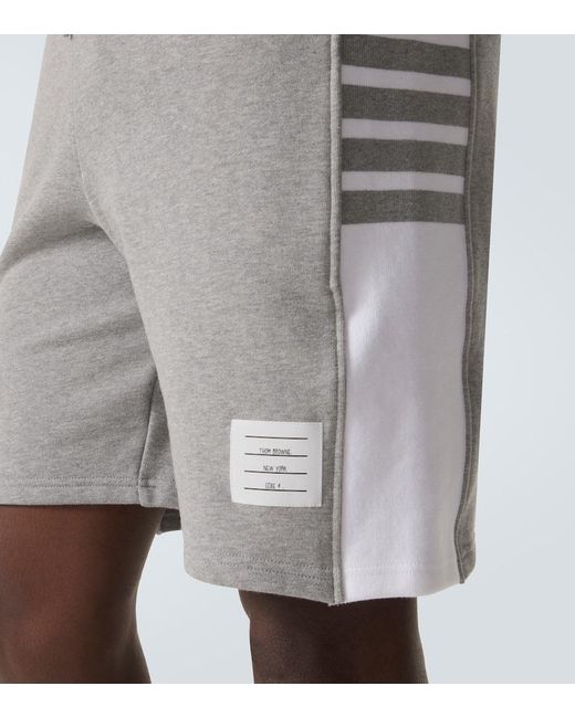 Thom Browne Gray 4-Bar Cotton Jersey Shorts for men