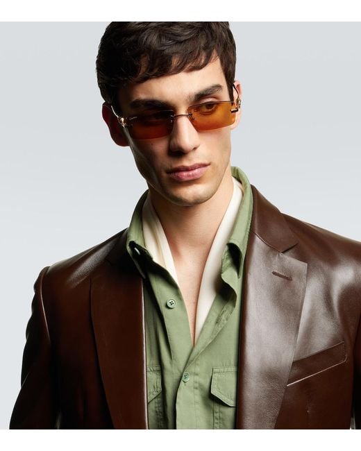 Cartier Metallic Panthere De Cartier Rectangular Sunglasses for men