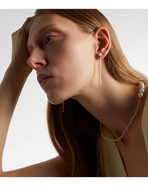 Sophie Bille Brahe White Piazza 18Kt Drop Earrings With Freshwater Pearls