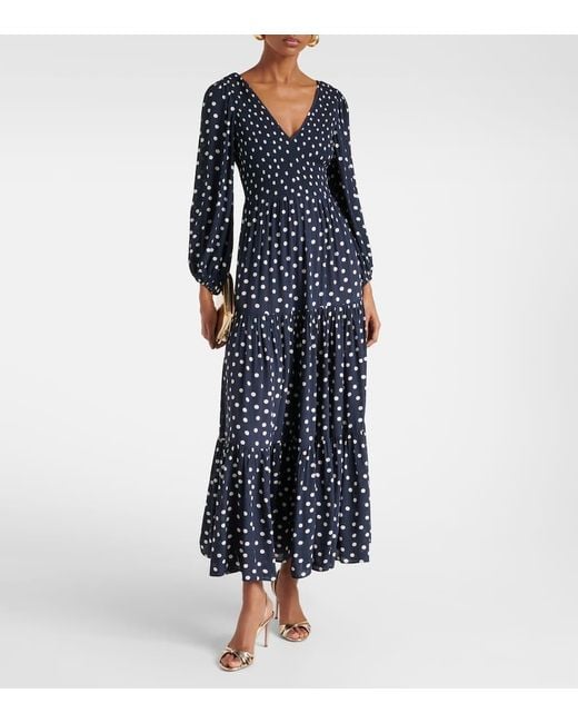 Abito Midi Brooke A Pois di Rixo in Blue