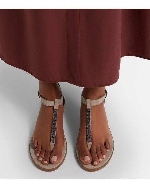 Brunello Cucinelli Brown Monili Suede Slides