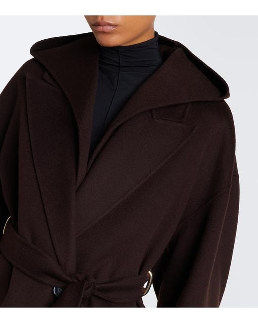 Sportmax Black Belted Virgin Wool Coat