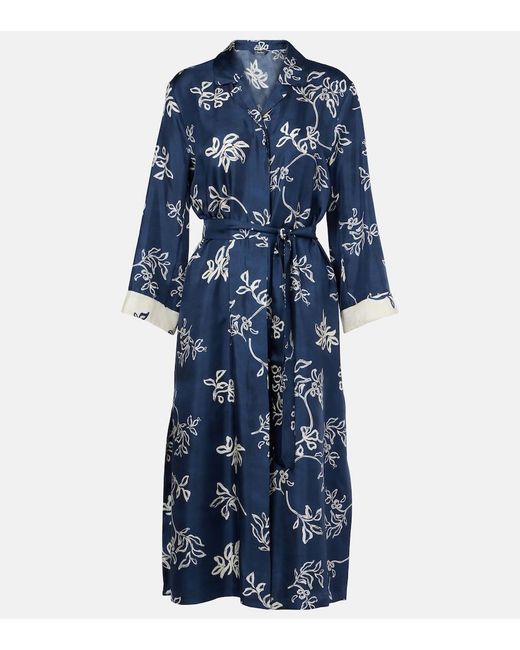 Max Mara Blue Timeo Printed Twill Wrap Dress