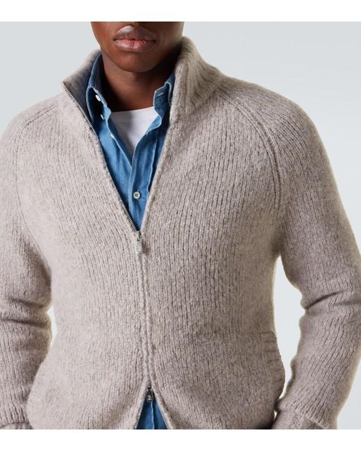 Brunello Cucinelli Gray Cashmere And Silk Cardigan for men