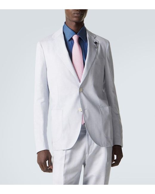 Lardini Blue Wool, Silk And Linen Suit for men
