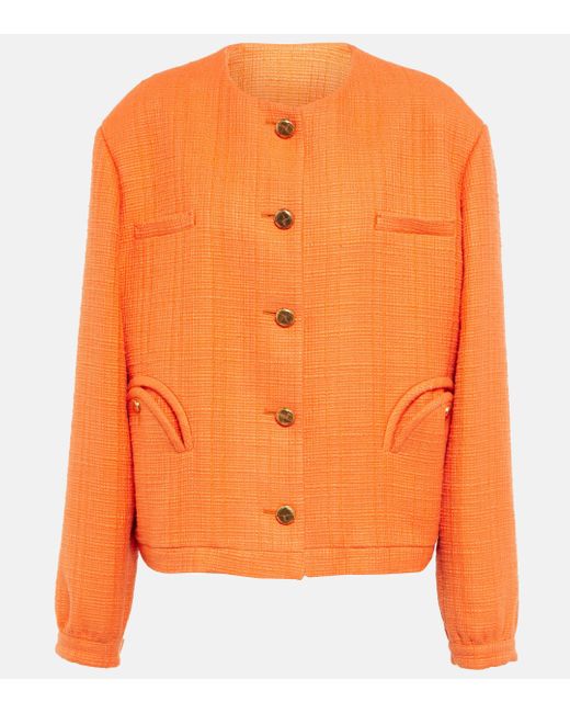 Blazé Milano Orange Gliss Bolero Cotton-blend Jacket