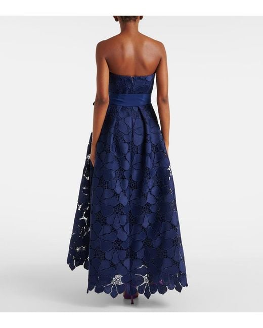 Elie Saab Blue Lace Bustier Gown