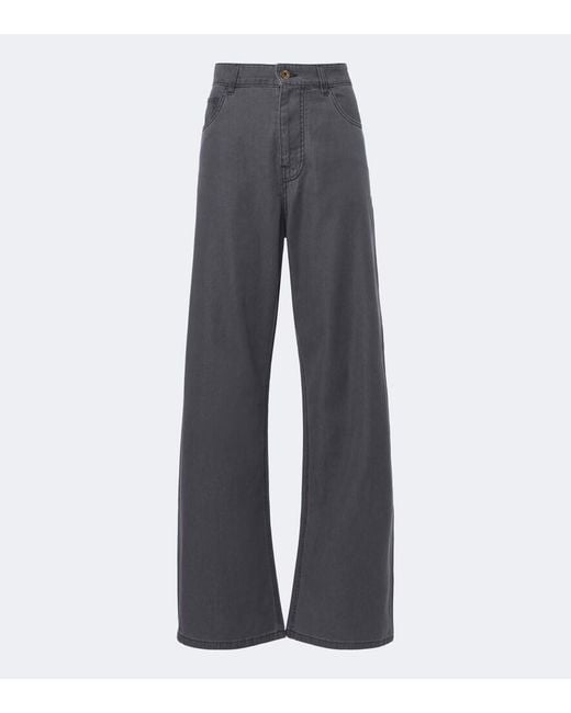 Miu Miu Gray Chambray Wide-Leg Pants